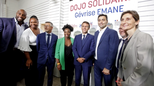 LE DOJO SOLIDAIRE DE CLICHY-SOUS-BOIS INAUGURÉ EN PRÉSENCE DU PRÉSIDENT DE LA RÉPUBLIQUE EMMANUEL MACRON