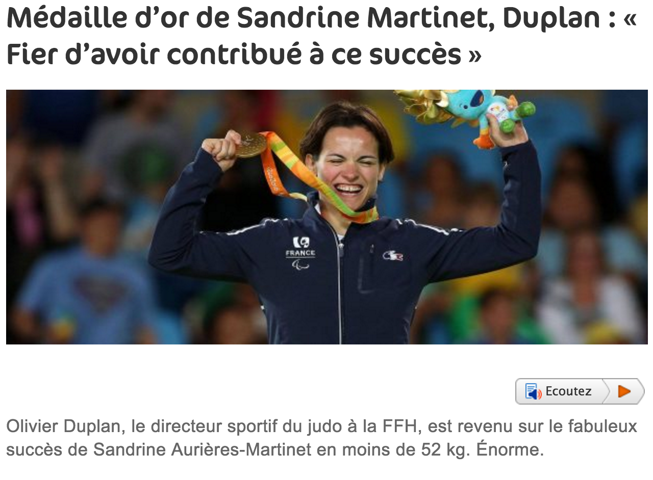 Handisport. Judo.Portrait de Sandrine Aurières-Martinet (29 ans